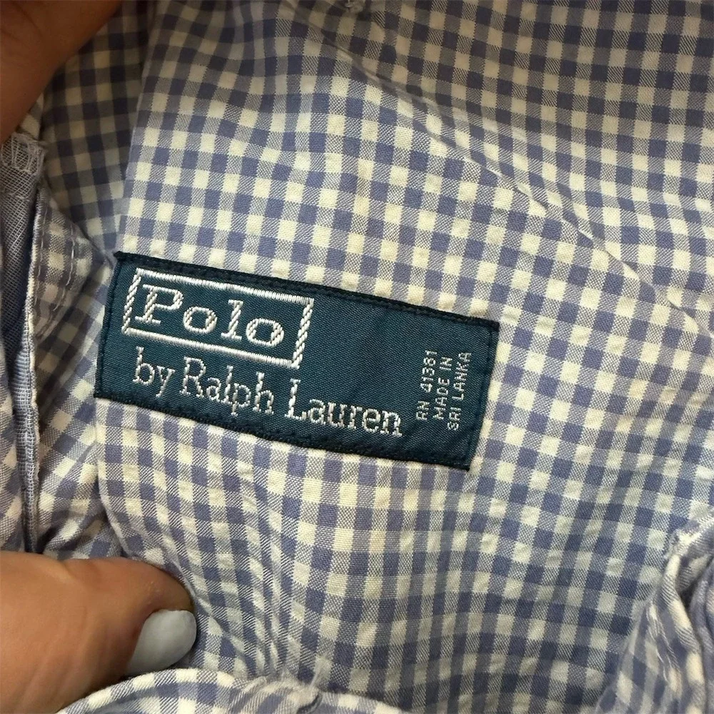 Polo Ralph Lauren Men's Chino Shorts 38 Blue White Gingham‎ Check Flat